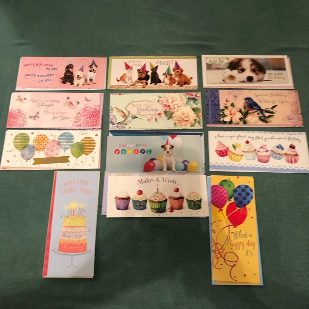 Greeting cards birthday paper bundle 40 envelopes colorful multiple designs lot